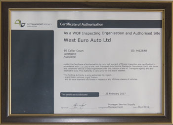 WOF Certification